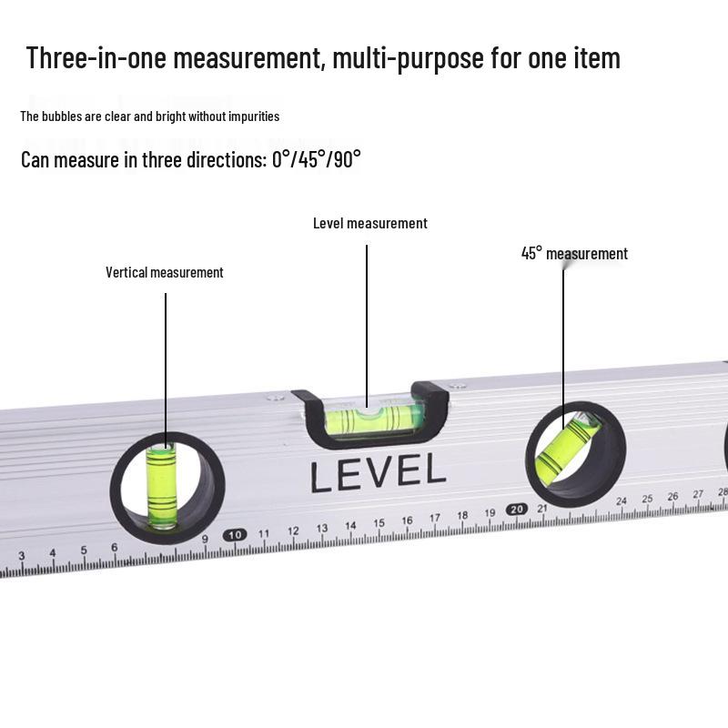 High-Precision Magnetic Spirit Level - Cast Aluminum, Strong Magnet, Multiple Specifications, Professional Measuring Tool for Home Use.