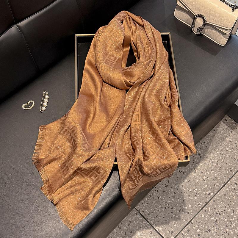 Neuer Frühlings-Imitationsseidenschal für Damen Mode-Schal Hochwertiger eleganter Schal Tentakel-Baumwolle Vielseitiger Seidenschal