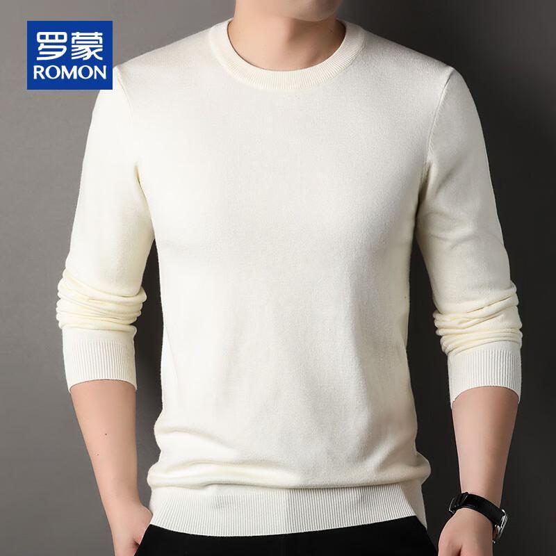 ROMON Men's Loose Fit Round Neck Knit Sweater