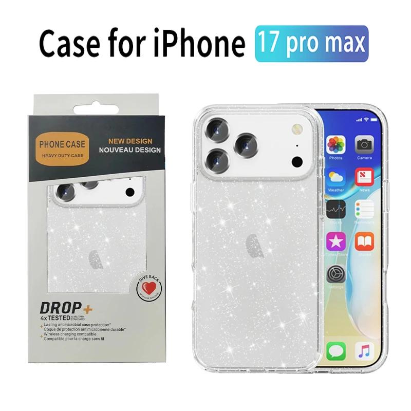 Luxury Glitter PC+TPU Rugged Armor Case For IPhone 17 Air 16 15 14 Plus 13 12 11 Pro Max Multi-layer Anti-Drop Bumper Back Cover