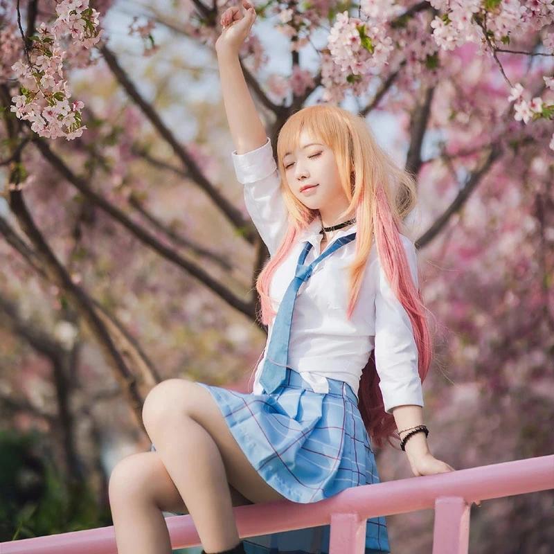 Anime My Dress Up Darling Kitagawa Marin Costume Cosplay Kitagawa Marin Vestiti Cosplay Uniforme Scolastica Parrucca Completo Ragazze Donne