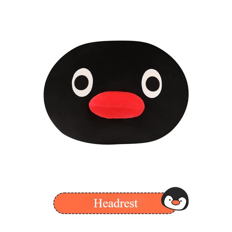 Cute Penguin Cartoon Seat Cushion Breathable Four Seasons Universal Comfortable Headrest Waist Support Penguin Seat Covers