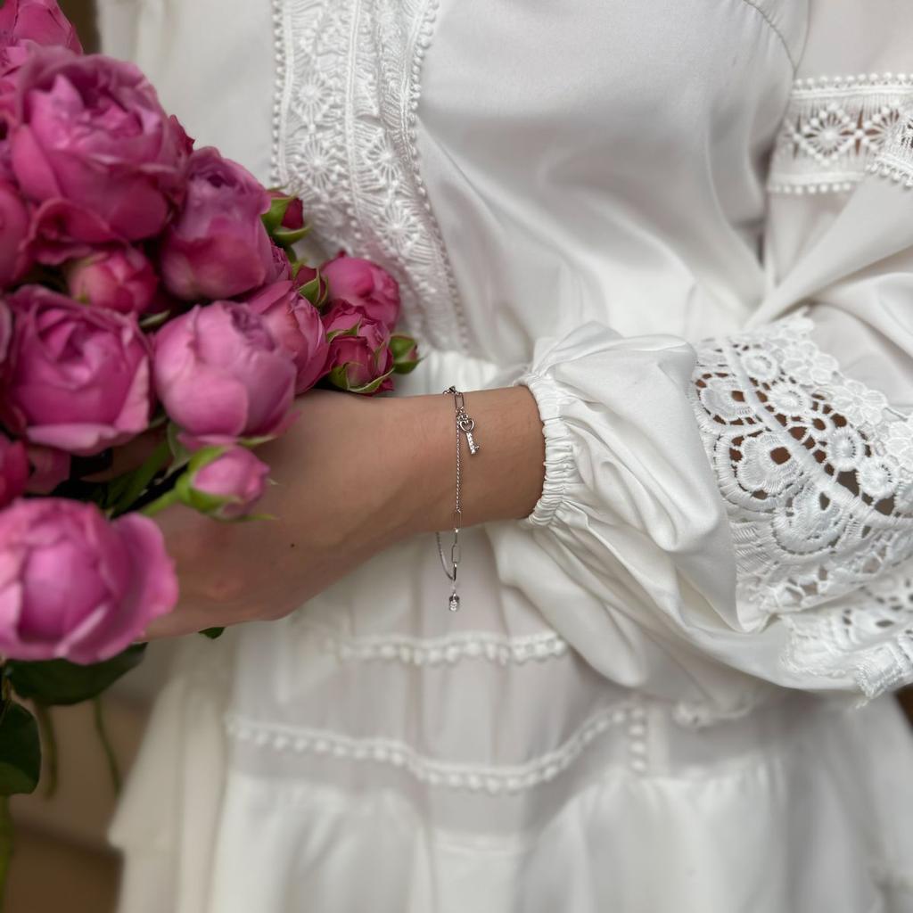 Silver Bracelet with Cubic Zirconia, Product Weight 3.1 G (2172840)