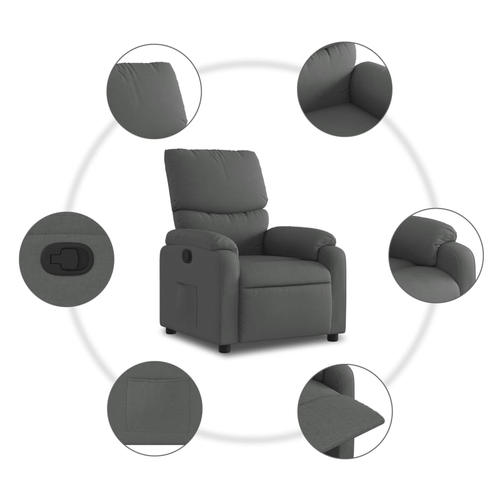 Relaxation Armchair Dark Grey Fabric