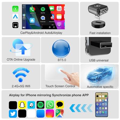 Wireless CarPlay/Android Auto Adapter Plug & Play Compact Design Wireless CarPlay & Android Auto Adapter for Factory Wired