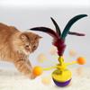 Spin Cat Toys, Self-entertaining and Fun Cat Balls, Feather Cat Toys, Little Cat Toys, New Untoppleable Spinning Balls