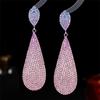Heavy Industry Model Full of Diamond Powder Rhinestone Long Water Drop-shaped Earrings