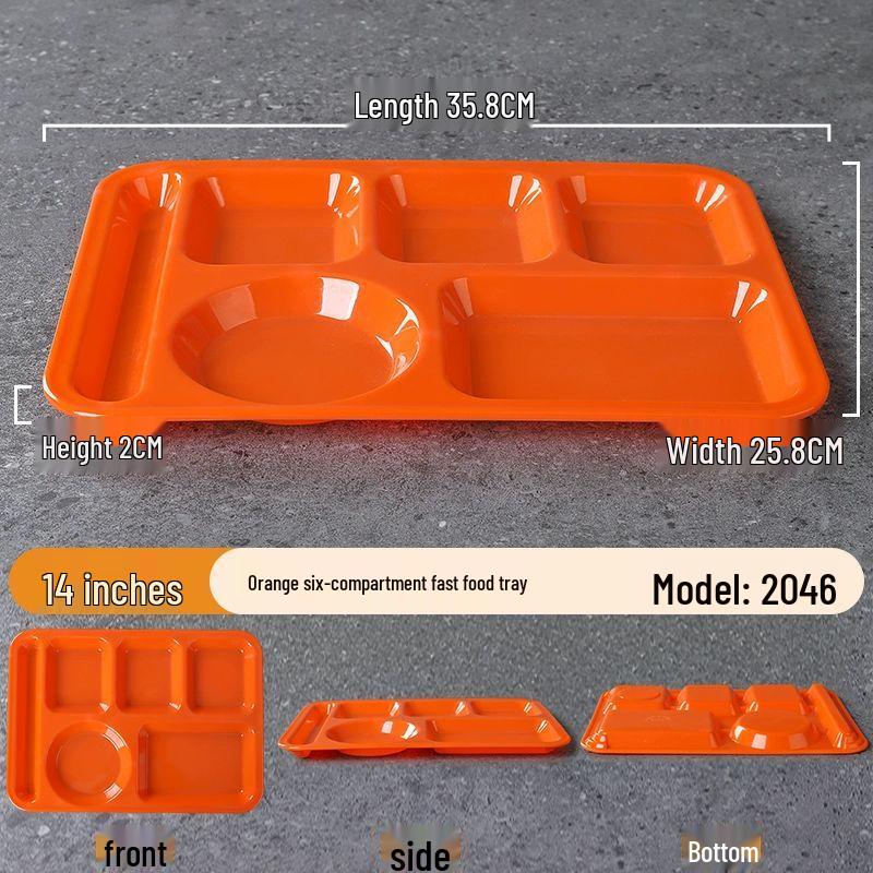 Melamine 6-Compartment Fast Food Tray