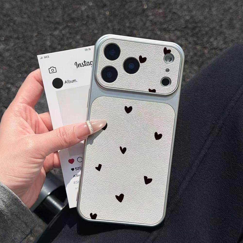 INS Line Love Heart Electroplated Glossy Phone Case for iPhone 17 16 Air 11 12 13 14 15 Pro Max 7 8 Plus XS XR Protective Cover