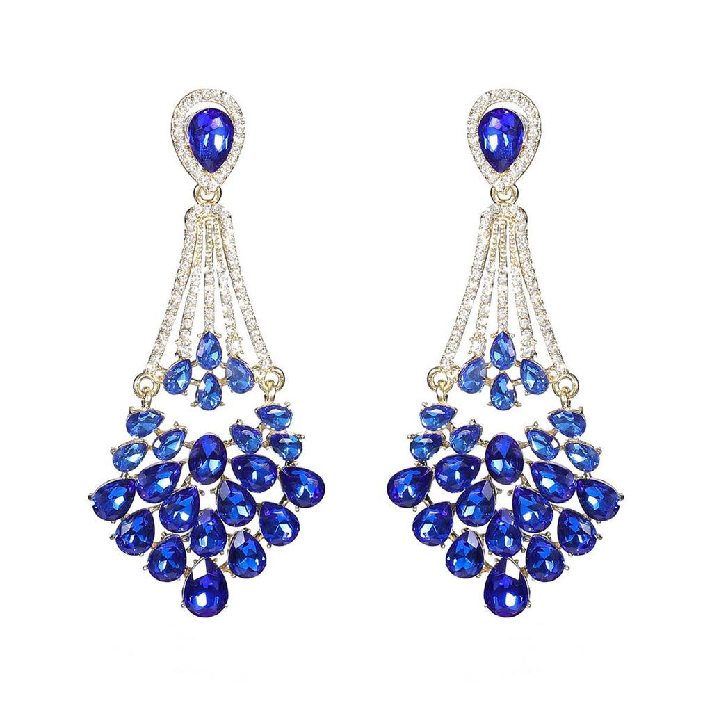Bright Rhinestone Stud Earrings – Colorful, Bold European & American Style for Women