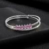 Zircon Double Open Bracelet, Adjustable Fashion Crystal Bracelet Bridal Rhinestone Jewelry for Women