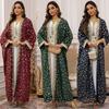New Middle East Robe Chiffon Bronzing One-piece Dress Set Chiffon Hot Stamping Dress Set