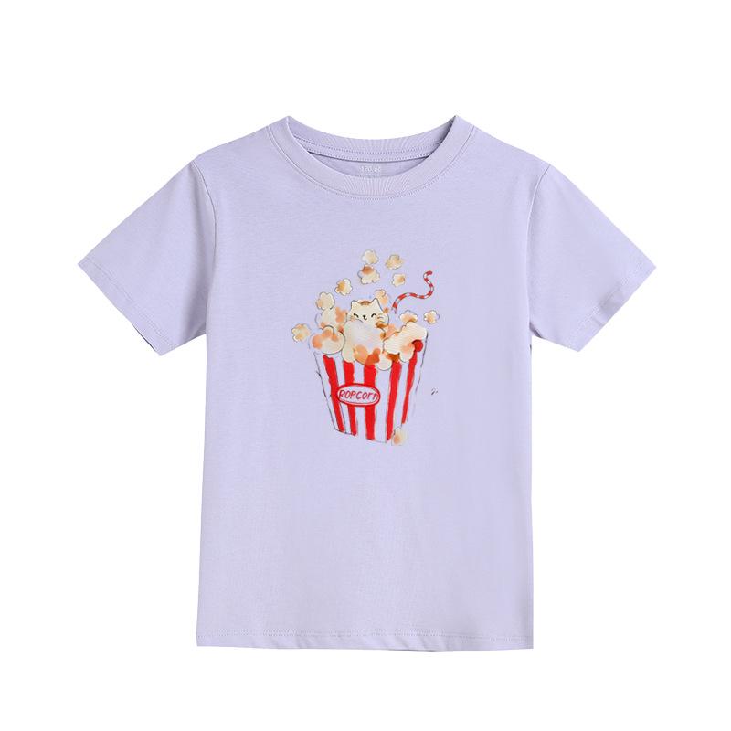 Girls' Fashion Print Short-Sleeve T-Shirt - Casual Summer Top for Kids