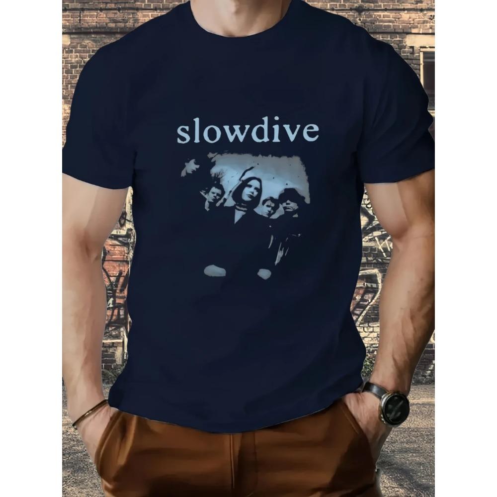 2026 Unisex Black Short Sleeve T-Shirt Slowdive Shoegaze Band Print Music Fan Apparel Casual Round Neck Tee Suitable for Summer