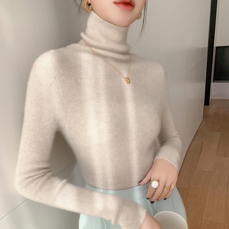 Women's Slim Fit Seamless Cashmere Turtleneck Sweater - Versatile, Flattering Knit for Autumn/Winter