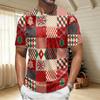 Men's Quick-Dry Neck Short Sleeve T-Shirt with Christmas Print