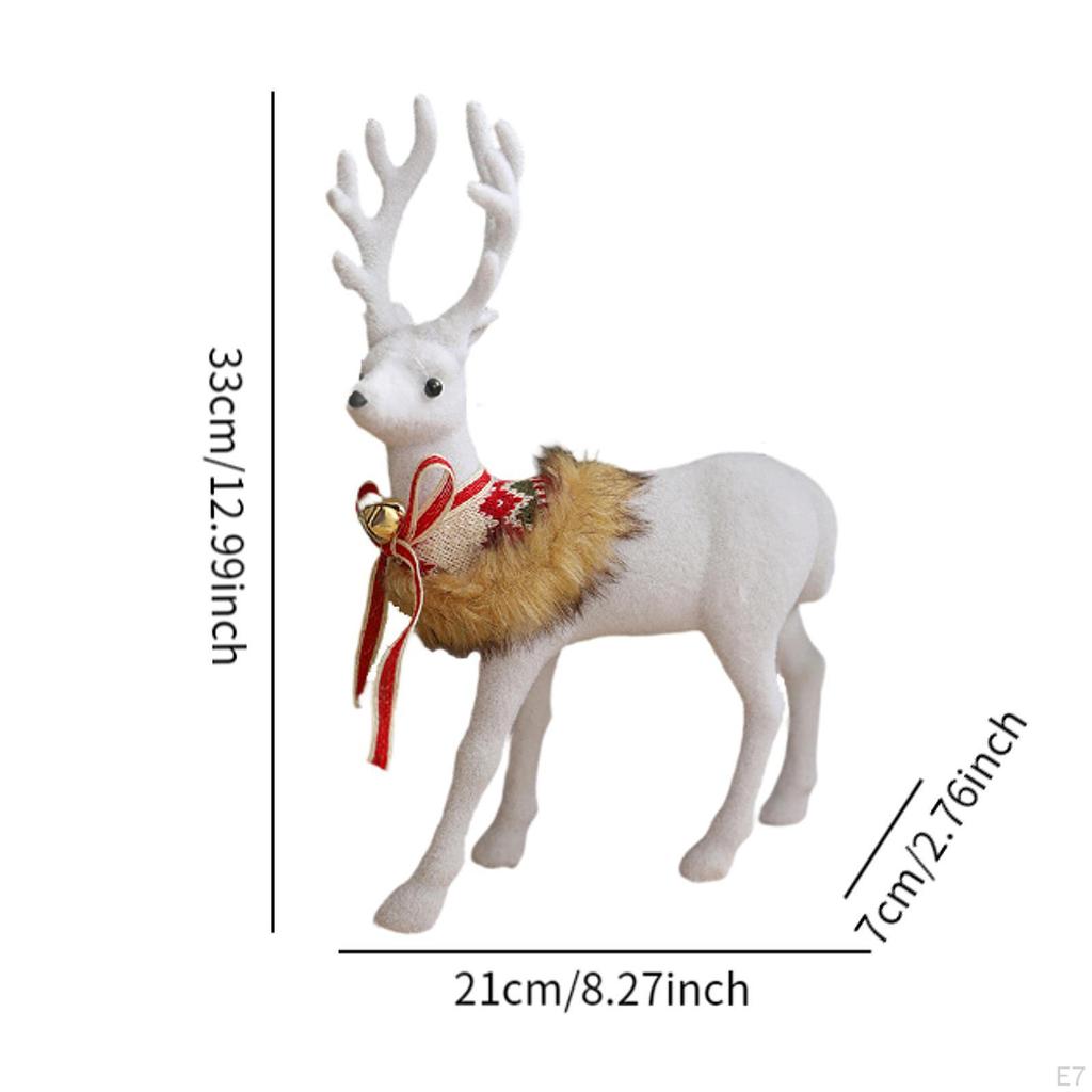 Christmas Deer Sculpture,Christmas Elk Statue ,Gift Figurine White for