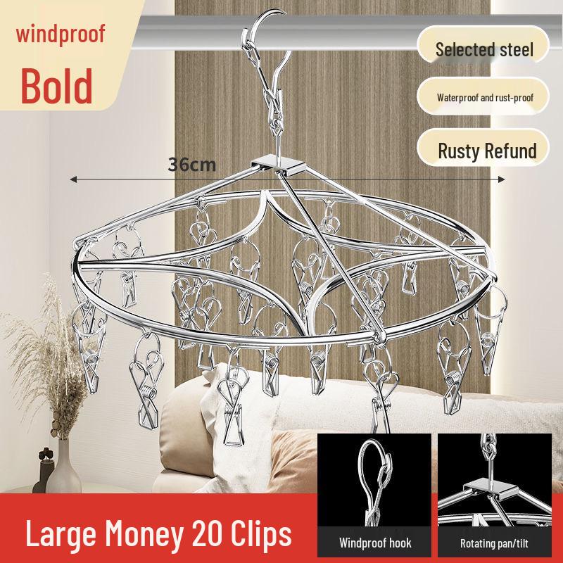 Wielofunkcyjny wieszak ze stali nierdzewnej do suszenia skarpet z klipsami - Idealny do użytku dla niemowląt, dzieci, w akademikach i na straganach ulicznych