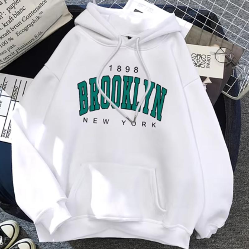 1989 Brooklyn New York Bedruckte Damen-Hoodies Mode Fleece-Hoodie Kreativität Pullover Kleidung Straße Locker Sweatshirts Damen