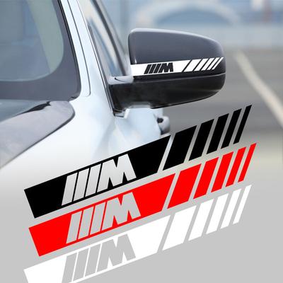 2Pcs Car Stripe Stickers Rearview Mirror Reflective Vinyl Decals Decoration For M E34 E36 E60 E90 E46 E39 E70 F10 F20 F30 X5 X6 X1 M3 M5 M6 E71