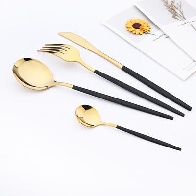4Pcs Schwarz Gold Besteck Set Edelstahl Geschirr Set Gold Besteck Gabeln Messer Löffel Hochzeit Besteck Geschirr Set