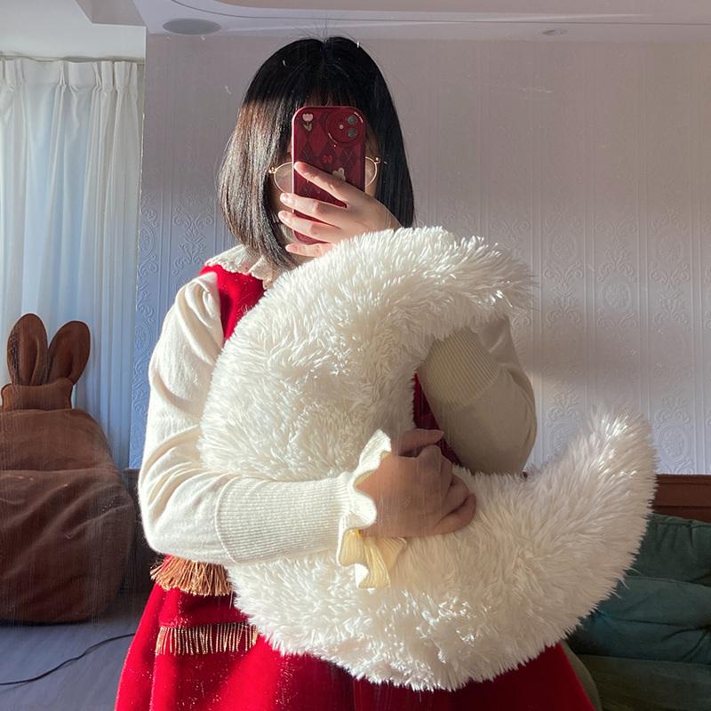 Furry Pillow White Moon Star Cloud Plush Toy Stuffed Adorable Cartoon Weather Huggable Pillow Bedroom Decoration Sofa Cushion
