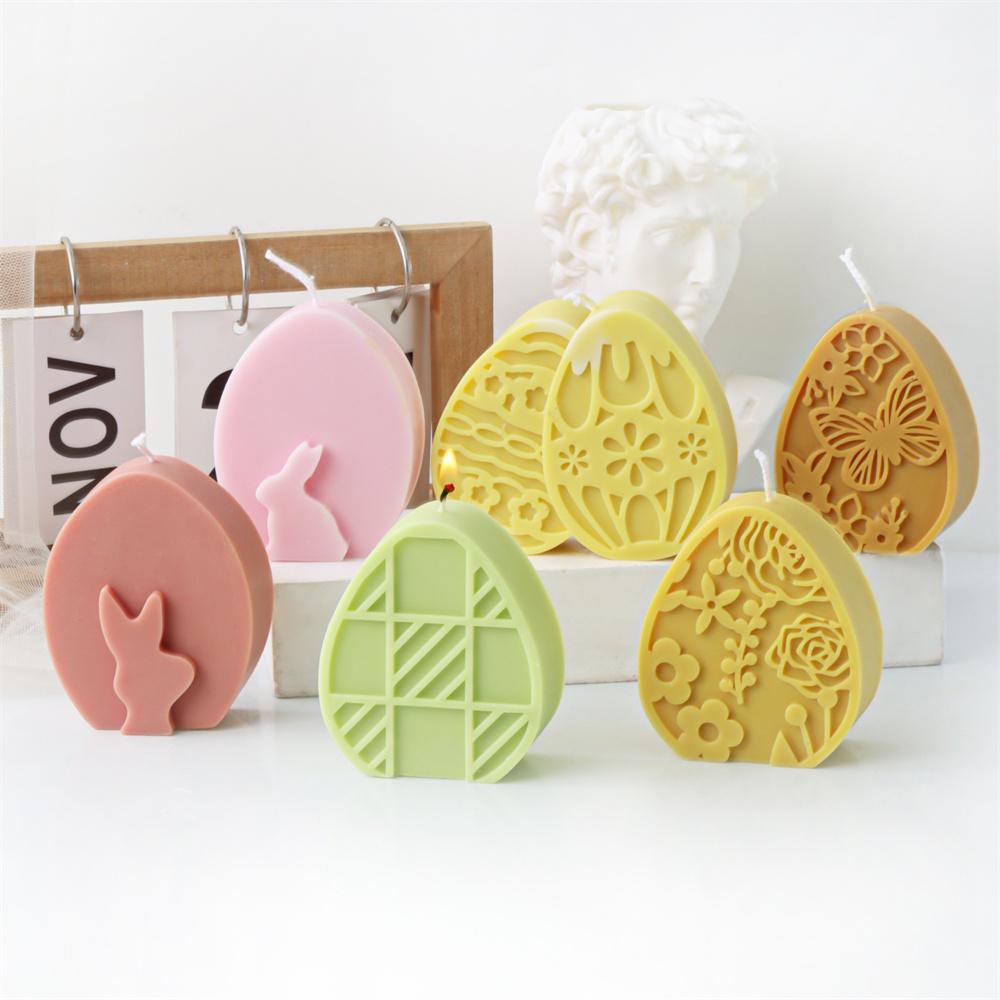 Easter Embossed Egg Flower Rabbit Candle Silicone Mold DIY Animal Bunny Scented Soap Plaster Making Mould Home Decor