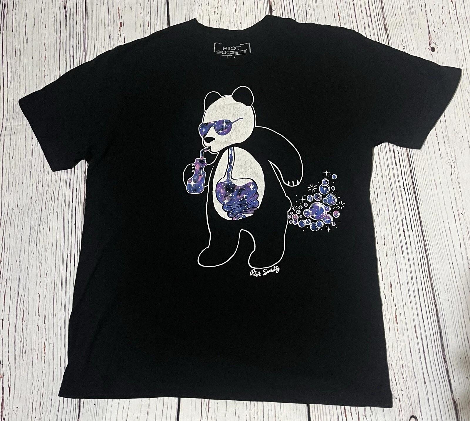Riot Society Shirt Mens Large L Black Panda Bear Bubble Gut Lean Rap Graphic 3XL