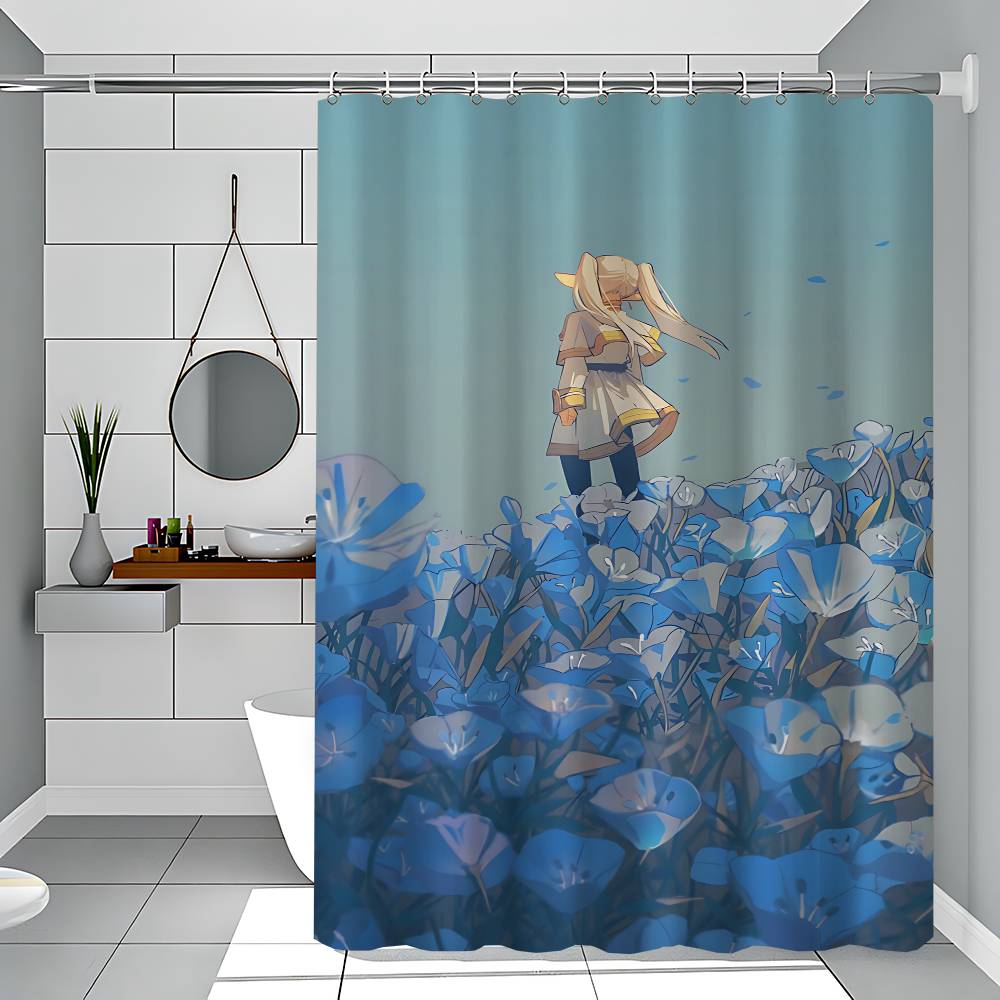 Anime F-Frieren Printing Bathroom Shower Curtain Polyester Waterproof And Mildew Proof Home Decoration Curtain