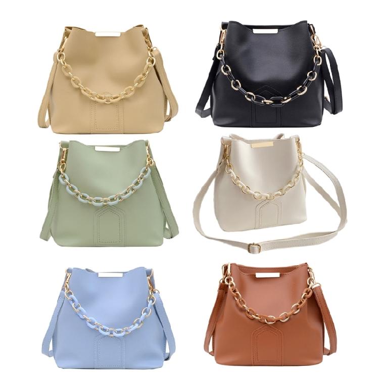 Tote Bag Solid Color Bucket Bags Crossbody Bag Versatile Fashion Leather Handbag