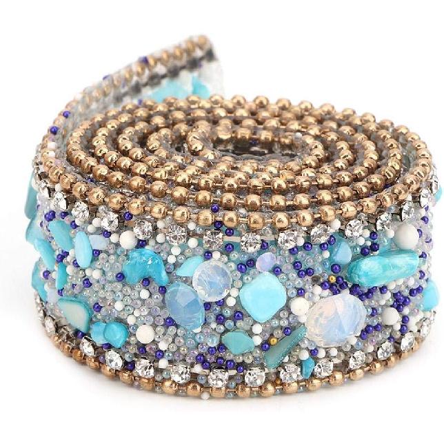 0.5M Crystal Rhinestones Ribbon, DIY Artificial Mesh Wrap Roll Chain Trim Banding Applique for Wedding Party Floral Arrangements(#02)