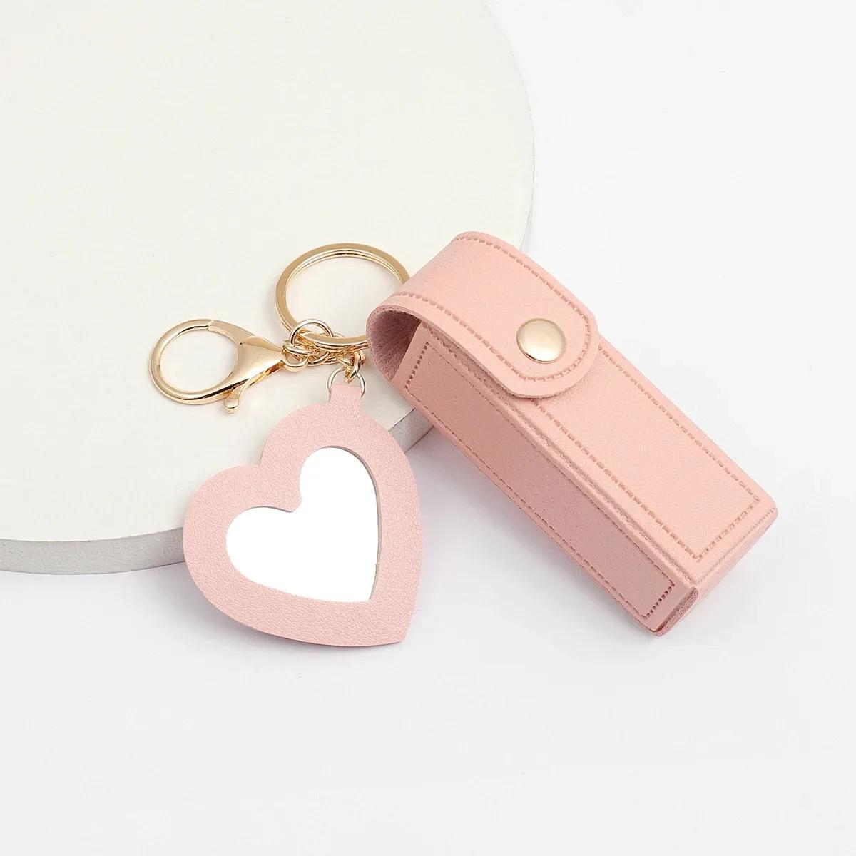 

Портативная сумочка для помады с маленьким зеркалом, брелок-подвеска, украшения, мини-сумка для хранения помады, подвесные украшения для багажа розовый