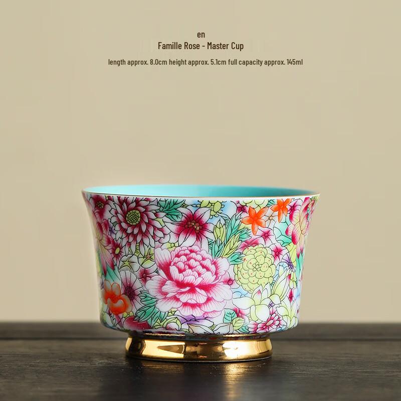

Chaxun Enamel Floral Gold Ceramic Master Teacup