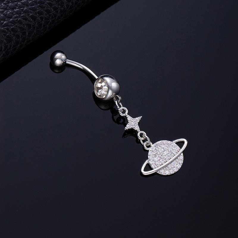 Piercing per Ombelico Microstone Chiodi per Ombelico Vento Farfalla Amore Anello per Ombelico Stella Luna Fiore Femminile Fibbia per Ombelico