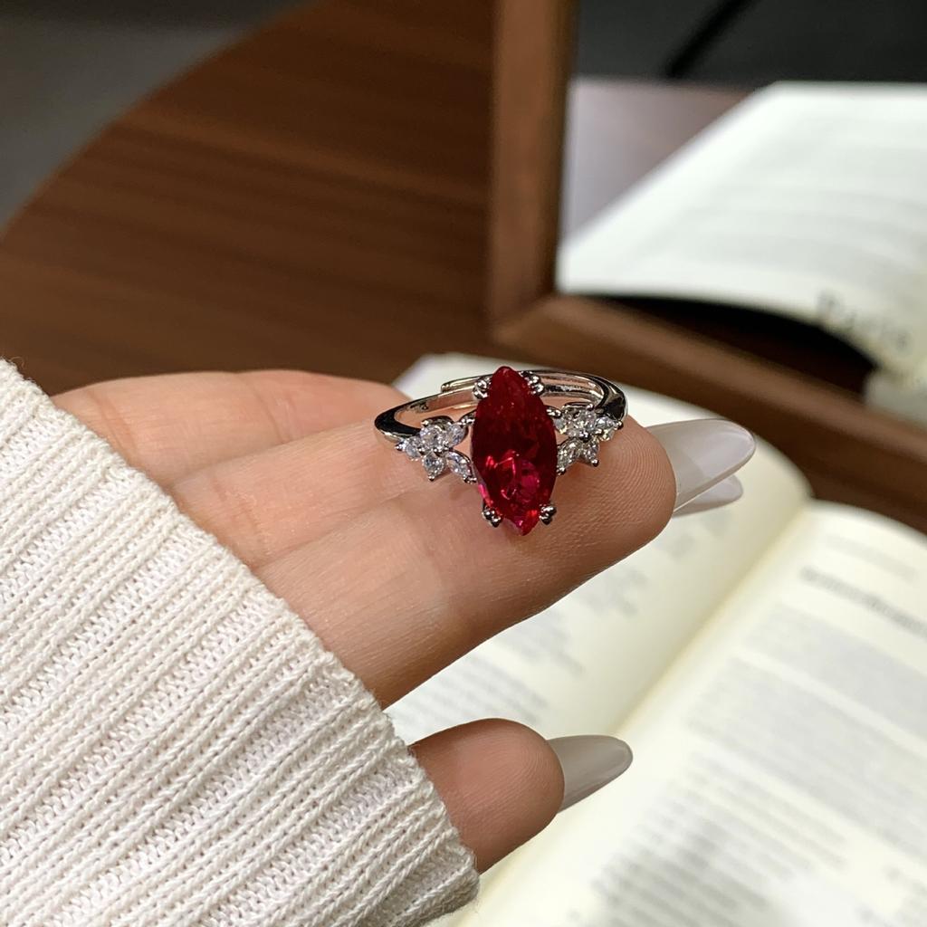 Gemstone Live Adjustable Ring Versatile Geometric Design Trendy Wear Decorative Ring
