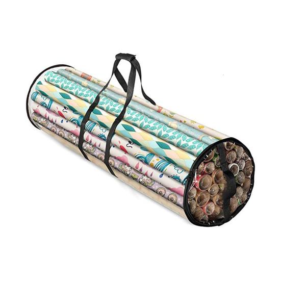 Gift Wrap Roll Bag Clear Wrapping Paper Storage Bag Holiday Wrap Organizer Tote with Handles