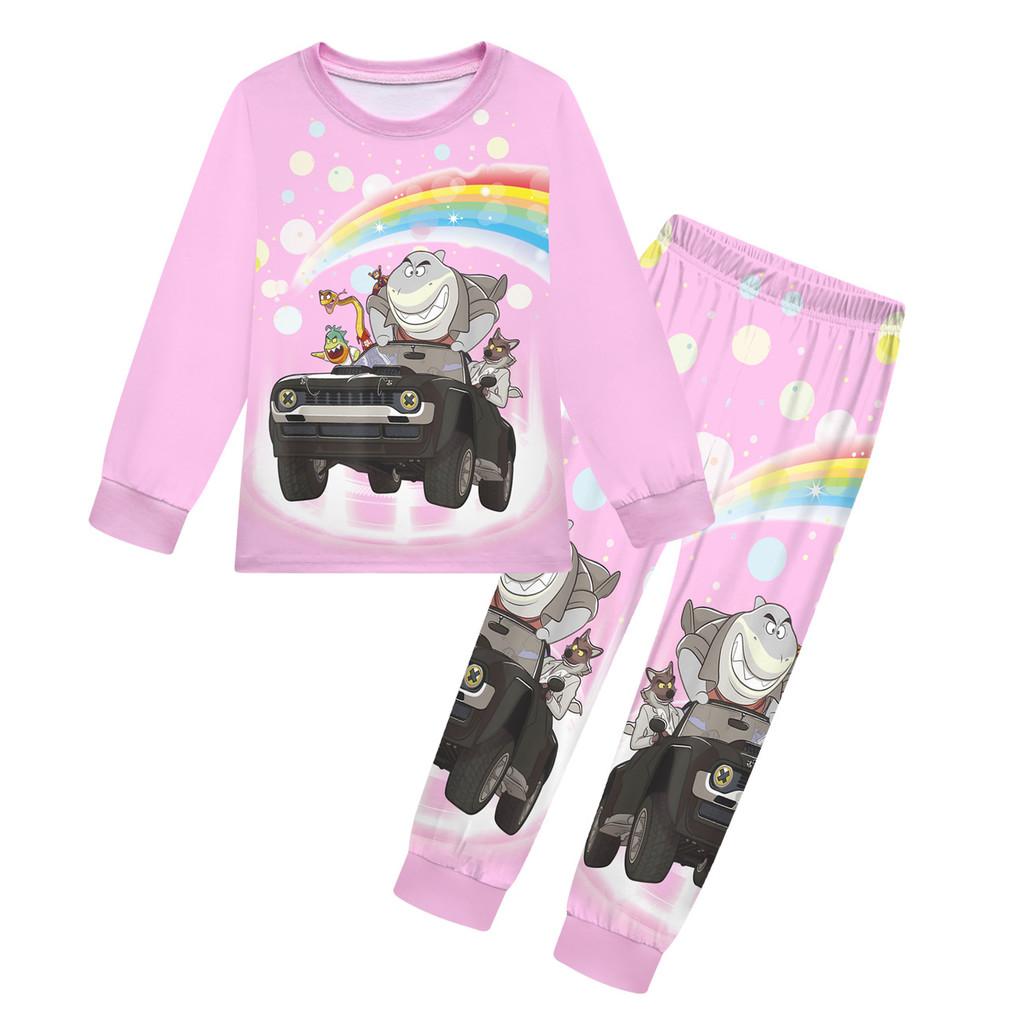 

Детский Аниме Мультяшный Принт Плохие Парни Повседневный Комплект Одежды Футболка с Длинными Рукавами и Брюки для Мальчиков и Девочек 160cm