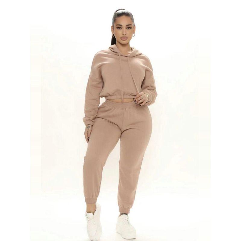 Winter 2024 European and American Single Fashion Nova Casual Sports Style Pure Color Hooded Fleece Short Tops