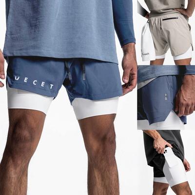 Pantaloncini da Palestra Fitness 2 in 1 Asciugatura Rapida Estivi per Corsa Bodybuilding Jogging Pantaloncini Corti Casual Allenamento Maschili Pantaloncini da Basket