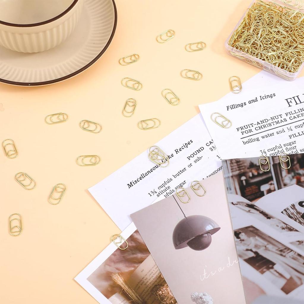 200 Pcs Gold Paper Clips, Metal Heart Paper Clips, Mini Gold Paperclips, Cute Binder Clips for Document Note Sorting, Wedding Decoration, Crafts,