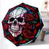 1pc Skull Roses Compact Travel Umbrella, Automatic Folding Lightweight Windproof 8-Bone Reinforced Design, Portable for Backpack Durable Can