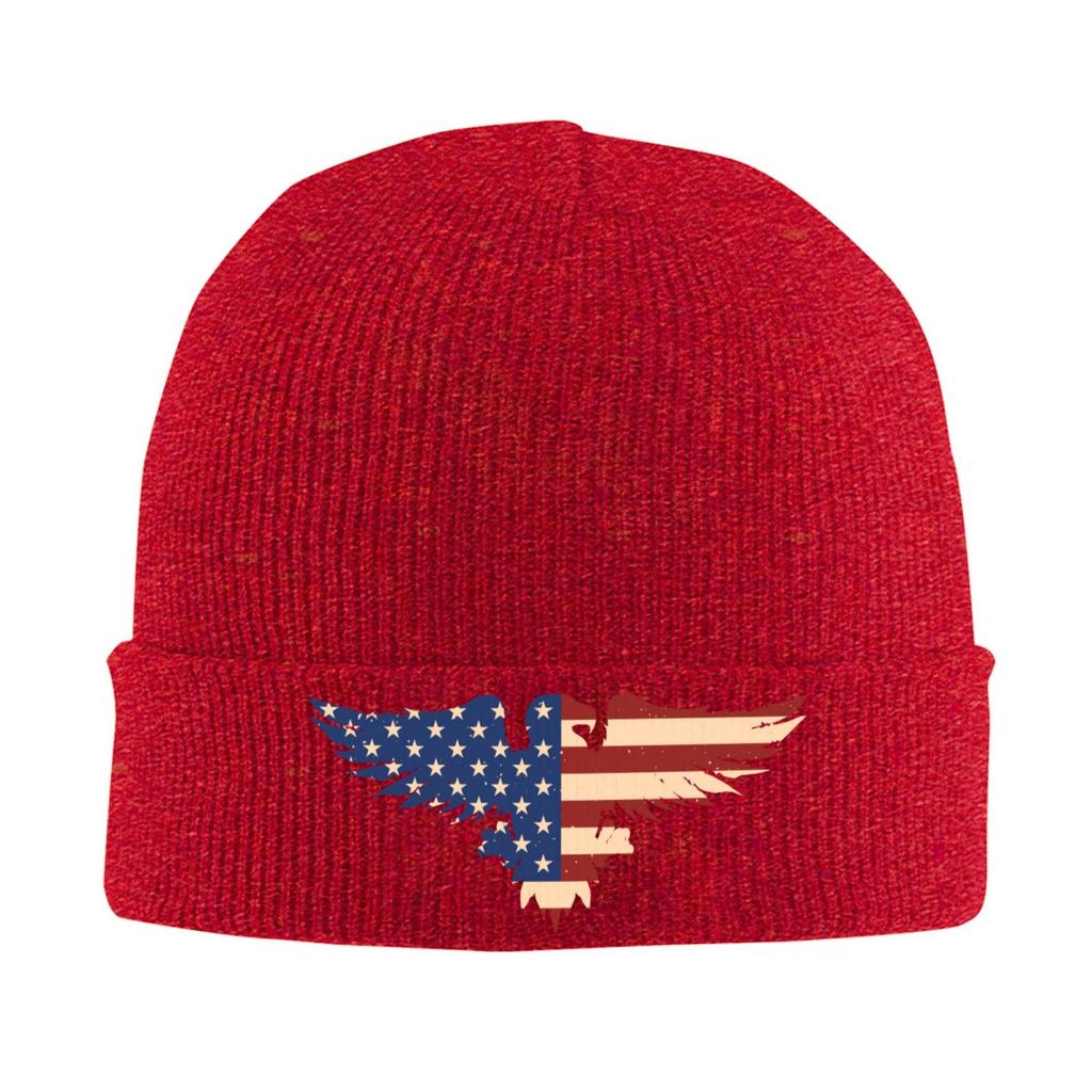 American Eagle Print Beanie Vintage Graphic Knit Hat Retro Streetwear Soft Warm for Unisex Women Elastic Cap Skullie Beanies Winter