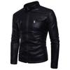 Cross2024 Autumn European & American Men's Stand Collar Motorcycle Leather Jacket