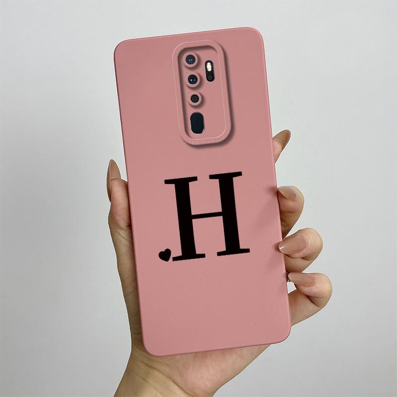 Cute Initial Letters Case For OPPO A5 (2020) Liquid Silicone Smooth Cases For OPPO A9 (2020) A11X Soft Cover OPPO A5 2020 Bag
