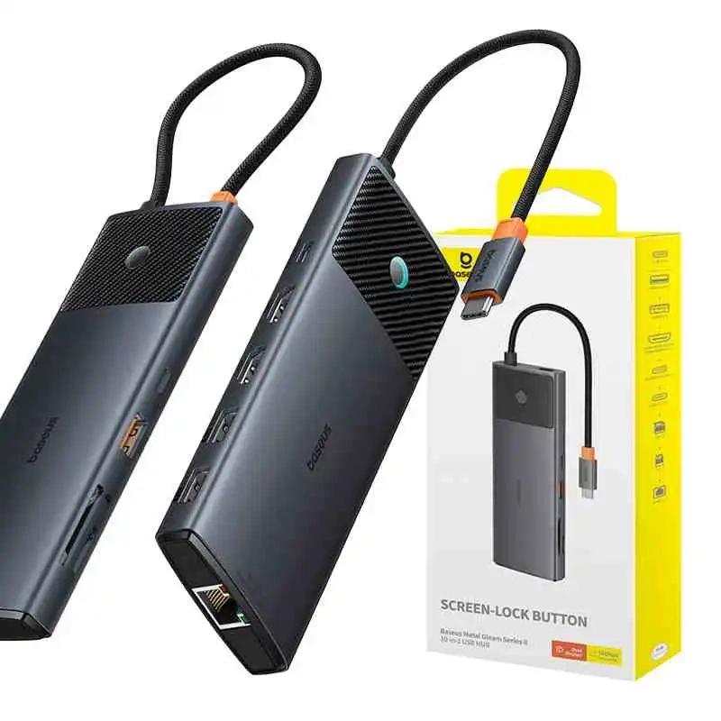 Adapter Hub 10W1 Baseus Usb-C - 2Xhdmi, 3Xusb-A, Usb-C, Rj45, Sd/Tf, Pd (Czarny)
