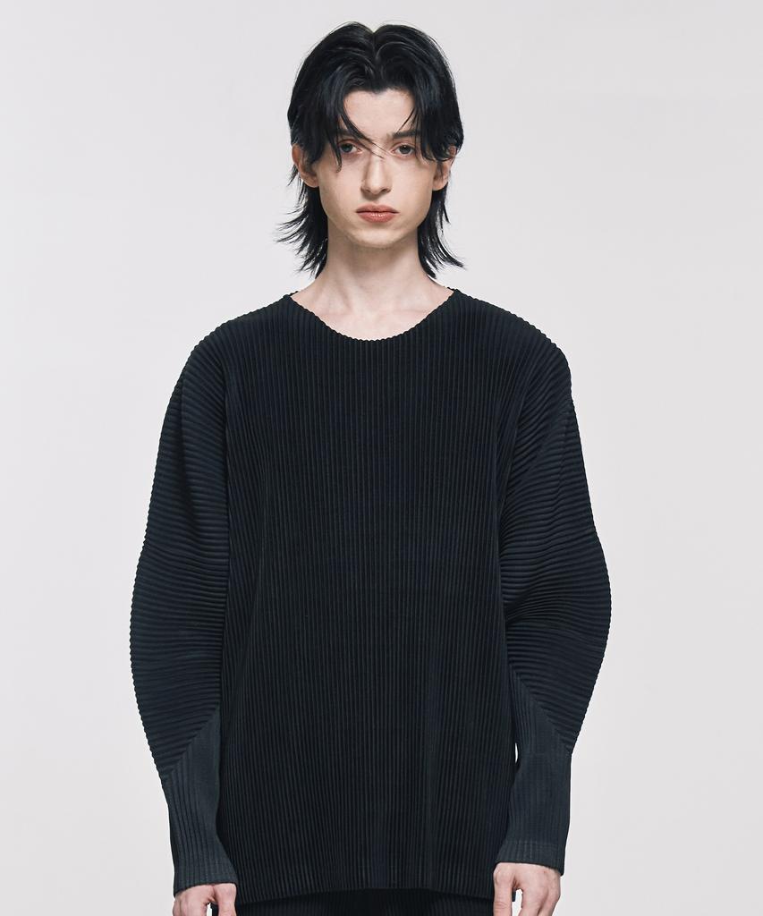 Waiowai Pleated Fold Basic Round T-Shirt_3Colors