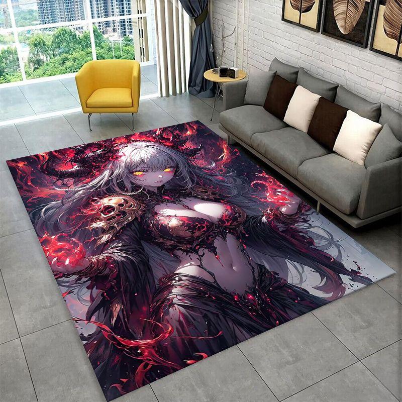 Gothic Dark Cartoon Cute Girls Anime Characters Large Area Rug Non-slip Carpet for Bedroom Living Room Sofa Doormat Home Decor