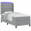 LED Boxspring Bed with Headboard Light Gray 100 X 200 Cm Fabric