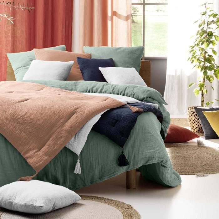 Housse de couette - Angeliase - 240 x 260 cm - 100% gaze de coton - 2 taies incluses - Certification Oeko-Tex®