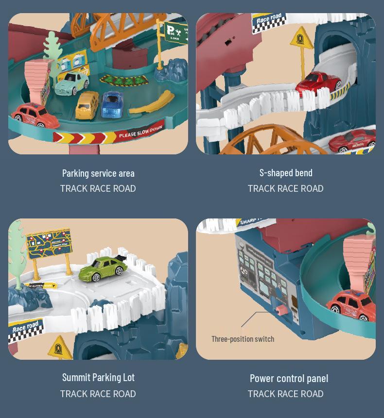 Dinosaur Mountain Adventure Track & Parking Lot Toy Set